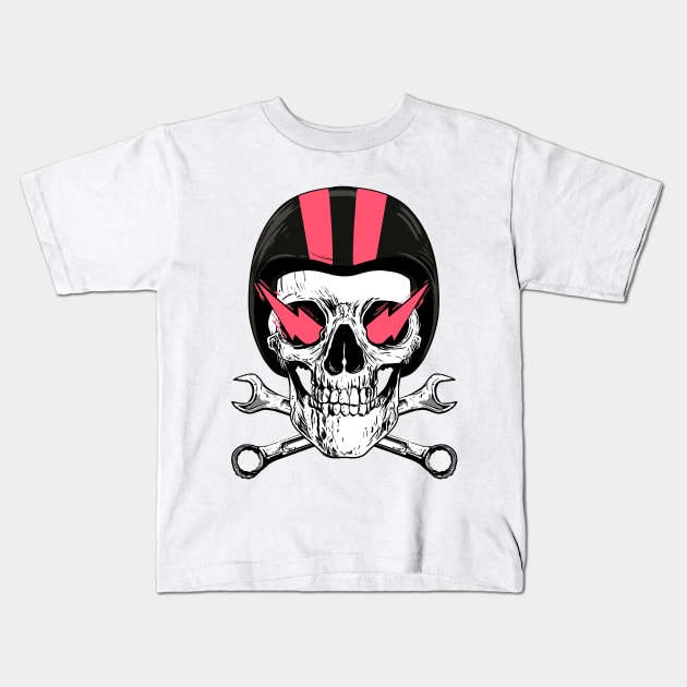 Motorcycle Skull Kids T-Shirt by HustleHardStore